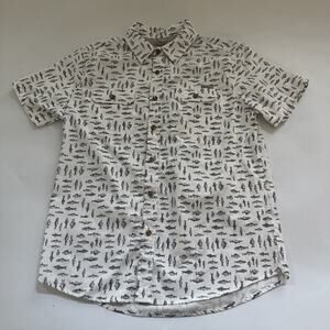Eddie Bauer‎ Shirt Men’s All Over Fish Print Short Sleeve Small Hiking Outdoor